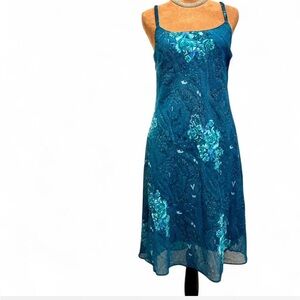 Vintage 90s Blue Floral Fairy Beaded Dress